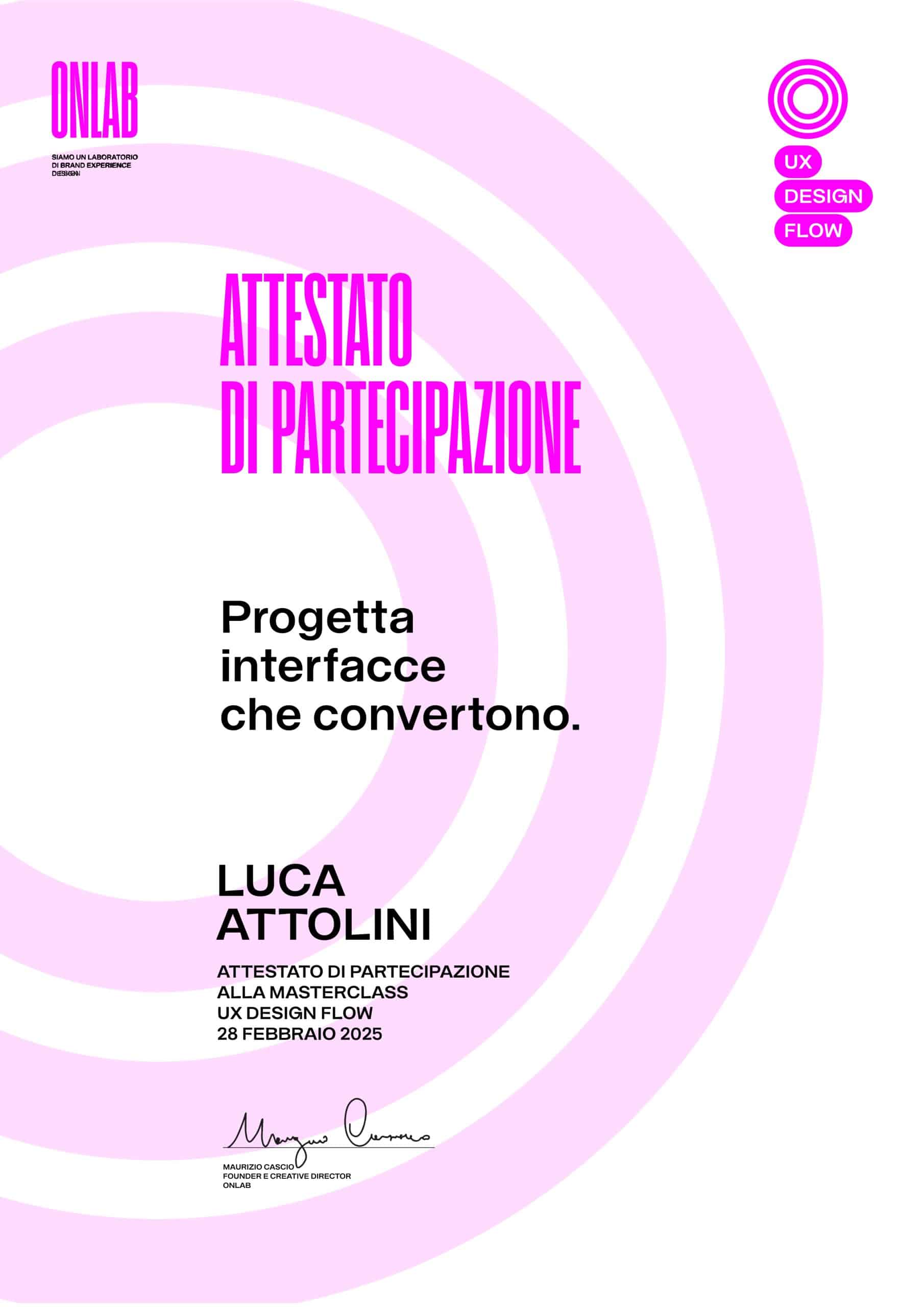 Attestato UX/UI Design Marketers 2025 - Luca Attolini