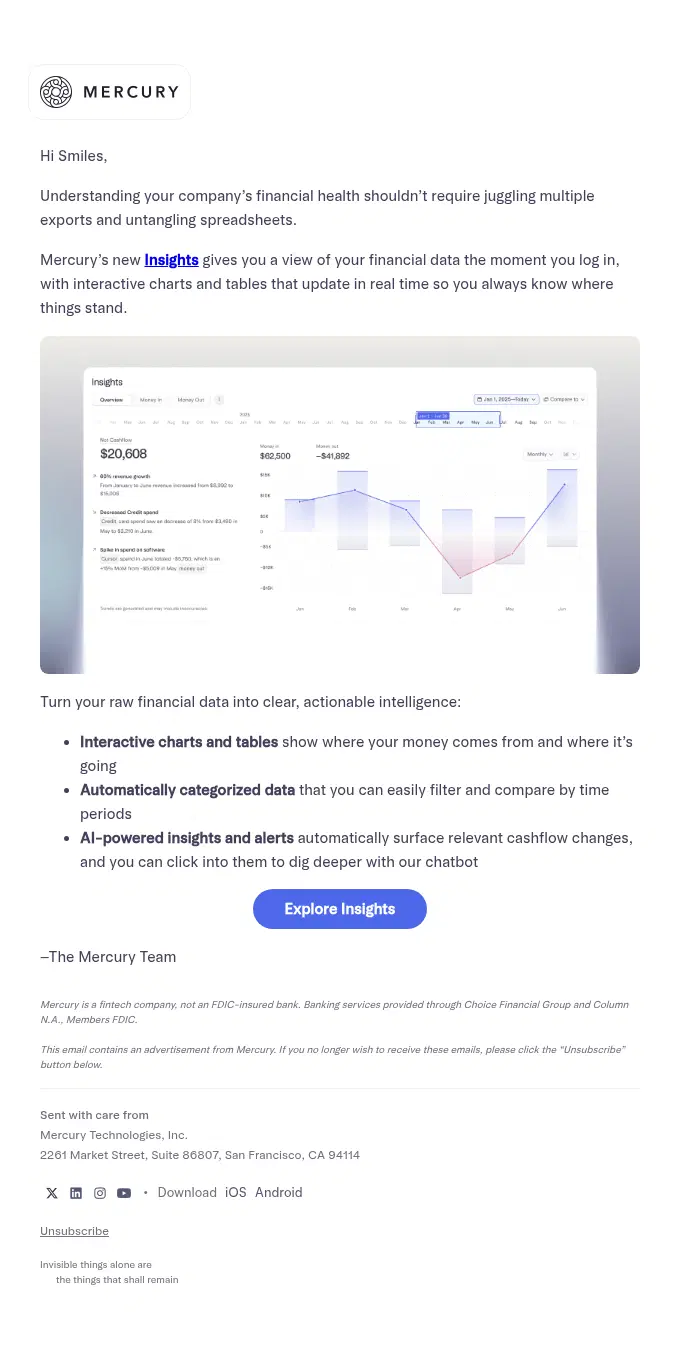 Email Marketing B2B: strategie di successo 5 Email b2b Mercury Insight