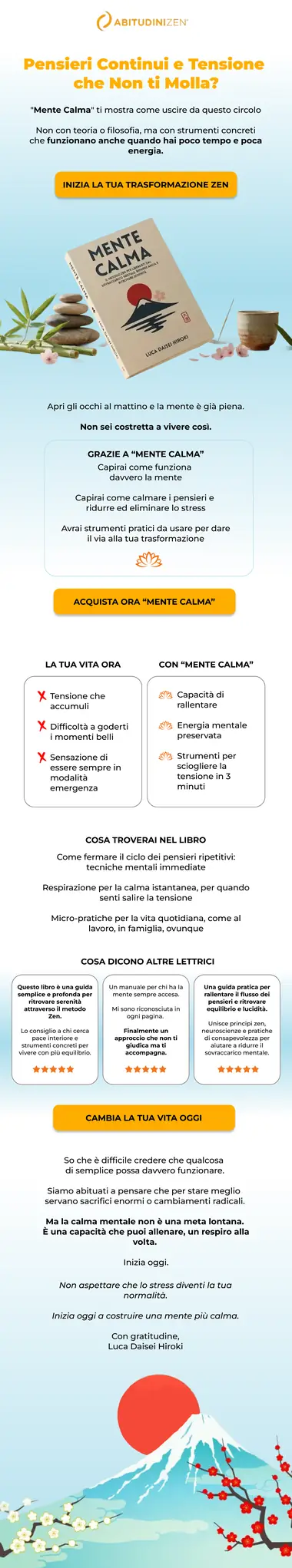 Design email Abitudini Zen: lancio del libro Mente Calma