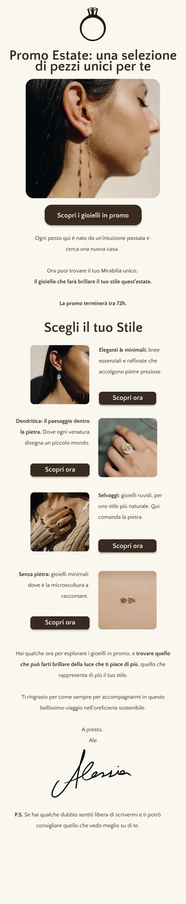 Design email Atelier Mirabilia: ultime 72 ore della promo estate