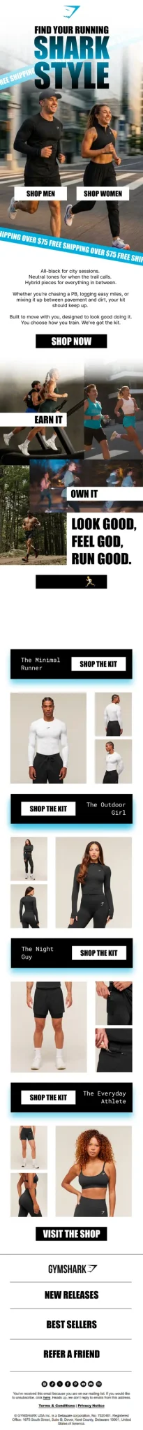 Design email Shark Style: lancio della collezione running